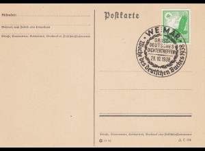 2x Postkarte Waimar 1938 Woche des Deutschen Buches, Dichtertreffen