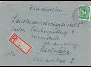 Einschreiben Obrigheim 1947 nach Karlsruhe