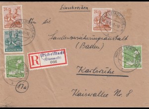 Einschreiben Michelstadt/Odenwald 1948 nach Karlsruhe
