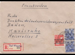 Einschreiben Bad Wimpfen 1948 nach Karlsruhe