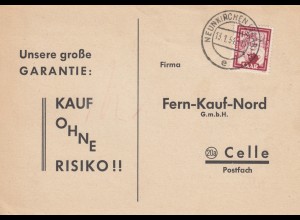 Postkarte Neunkirchen 1953 nach Celle