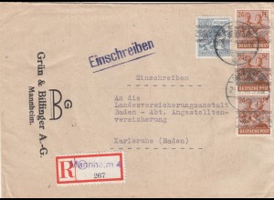 Einschreiben Mannheim 1948 nach Karlsruhe