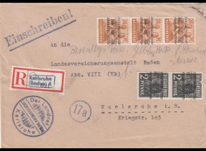 Einschreiben Landrat Karlsruhe 1948 nach Karlsruhe