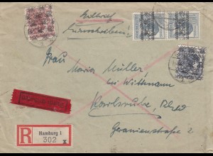 Einschreiben-Eilbote 1949 von Hamburg nach Karlsruhe