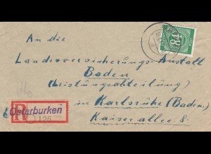 Einschreiben Osterburken 1947 nach Karlsruhe