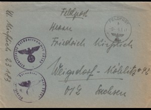 Feldpostbrief 1941, FP Nr. 23183 nach Weigsdorf mit Briefinhalt