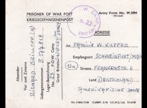 1947 PoW - Kgf Post, GB Sudbury/Derby to Schweinfurt