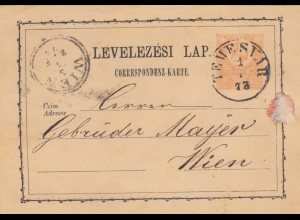 1873: post card Temeswar to Wien