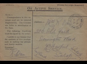 2x 1916: Field post France to Salop, Newfort
