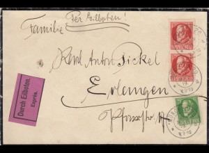 Eilboten Brief München nach Erlangen, Trauerbrief