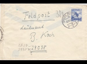 Schweiz: Brief aus Davos 1942 ans Feldpostadresse 29038 mit OKW Zensur