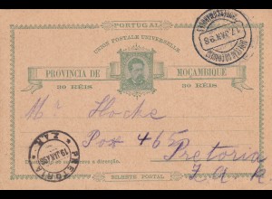 post card: Mocambique to Transvaal/Pretoria 1898