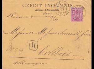 Egypte: Alexandrie - french occupation 1893 to Cottbus/Germany, registered