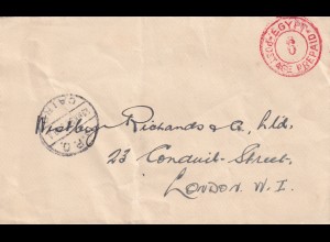Egypt: British Forces 1938, Letter seal, Cairo-London, back: stamp