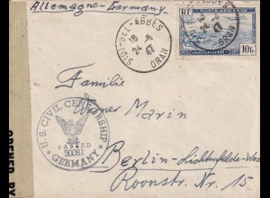 Algerien: Legion Etrangere to Berlin, 1947 Sidi Bel Abbes/Oran, censor