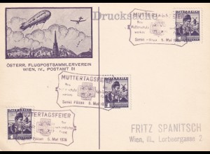 Postkarte Zeppelin, Muttertagsfeier 1936, Sankt Pölten nach Wien