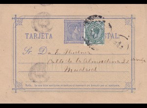 post card Valladolid to madrid, war tax stamp