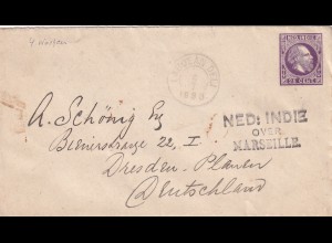 NL India: 1890 Laboean Deli to Dresden: Via Marseille/Singapore