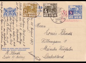 NL-India, post card Malang 1937 to Münster Westfalen