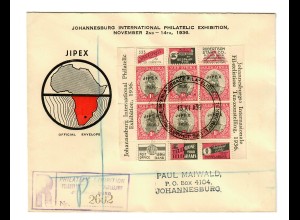 Johannesburg: International Philatelic Exhibition 1936, registered