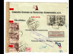 Luftpost Malaga nach Schwäbisch Hall, OKW Zensur,1940