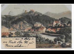 Ansichtskarte: Gruss aus Cilli, 1900 nach Grüneberg/Schlesien