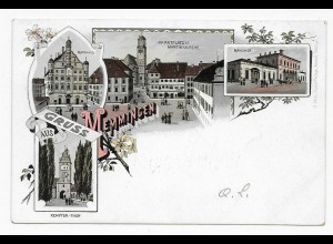 Ansichtskarte Gruß aus Memmingen, 1879, nach Neckarweihingen