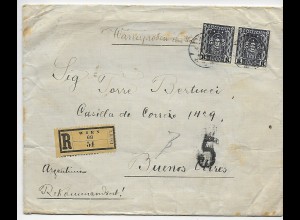 Warenprobe ohne Wert, Einschreiben Wien 1923 nach Argentinien
