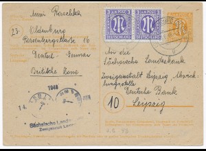 Postkarte von Oldenburg nach Leipzig, 1946