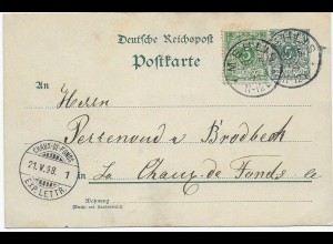 Postkarte Mehlis nach Chaux-de-Fons/Schweiz, 1898