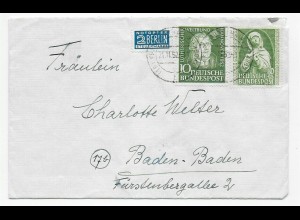Brief von 1952 aus Frankfurt/M nach Baden-Baden, Absender Angabe FFM-Höchst