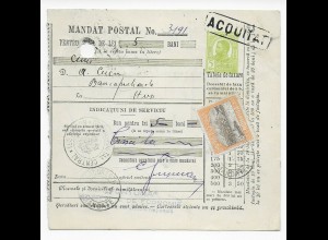 Paketkarte Bucarest 1913 nach Husi
