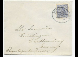 Deutsche Seepost Bremen-New York 1906 nach Reutlingen, Pomologisches Institut
