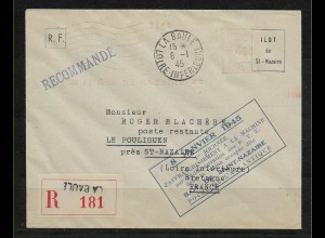 Einschreiben La Loire Inferieure, Baule, 8.1.1945 nach St. Nazaire