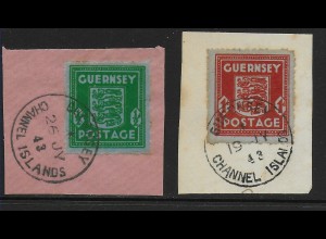 Guernsey MiNr. 4-5, Briefstücke 1943