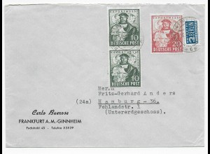 Brief aus Frankfurt-Ginnheim nach Hamburg, 1948