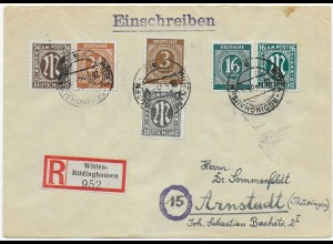 Einschreiben Witten-Rüdinghausen nach Arnstadt, 1946