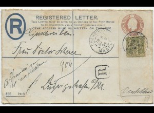 Registered Cherbourg 1904 to Ludwigshafen, France use