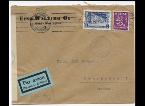 Helsiniki Luftpost 1942 nach Neugersdorf, OKW Zensur