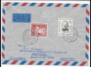 Luftpostbrief 1958 aus Mannheim nach Bogotá, Kolumbien