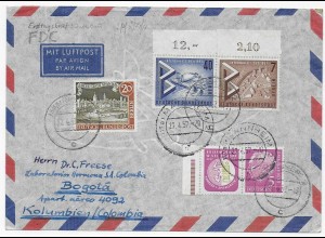 Luftpostbrief Mannheim FDC nach Bogotá, Kolumbien, 1957