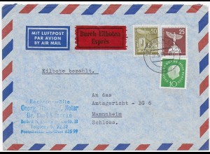 Luftpost Eilboten Berlin 1961 nach Mannheim