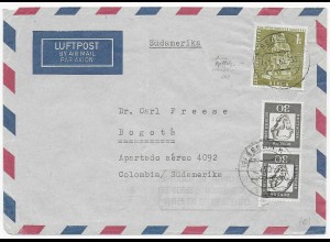 Luftpost von Berlin nach Bogotá, Kolumbien, 1962