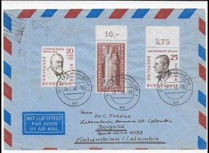 Luftpostbrief von Mannheim, 1958 nach Bogotá, Kolumbien