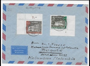 Luftpost FDC von Mannheim nach Bogotá, Kolumbien 1962, Eckrand, Form Nr.