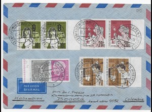 Luftpostbrief Ludwigshafen 1962 nach Bogotá, Kolumbien, Wz 4X