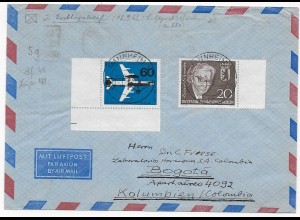 Luftpostbrief von Mannheim, 1962 nach Bogotá, Kolumbien