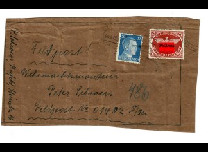 Paketausschnitt an Feldpostnummer 01402, 1943