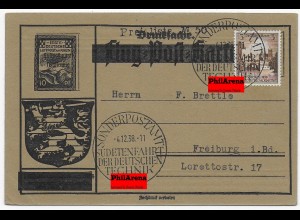 Flugpostkarte Sonderpostamt Sudetenfahrt der dt. Technik 1938, Drucksache