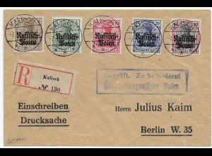 Einschreiben Kalisch, Drucksache nach Berlin, zensur Posen, 1916